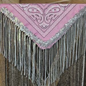 NWT Pink Bandana Wild Rag with Sequin Fringe